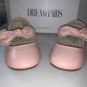 Girls Flats Shoes Buckle Bow-knot with white pearls Princess Shoe